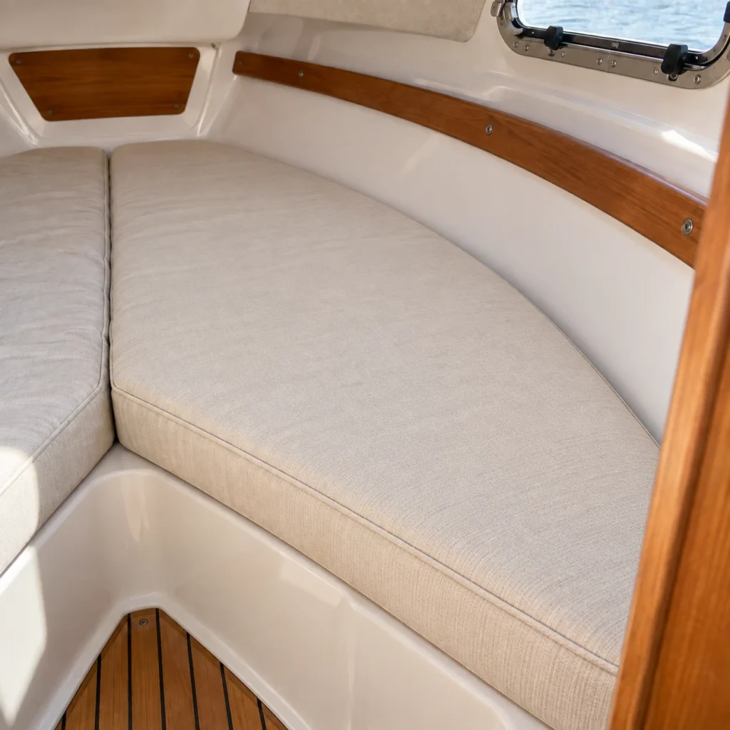 The same cabin cushion rebuilt and recovered
