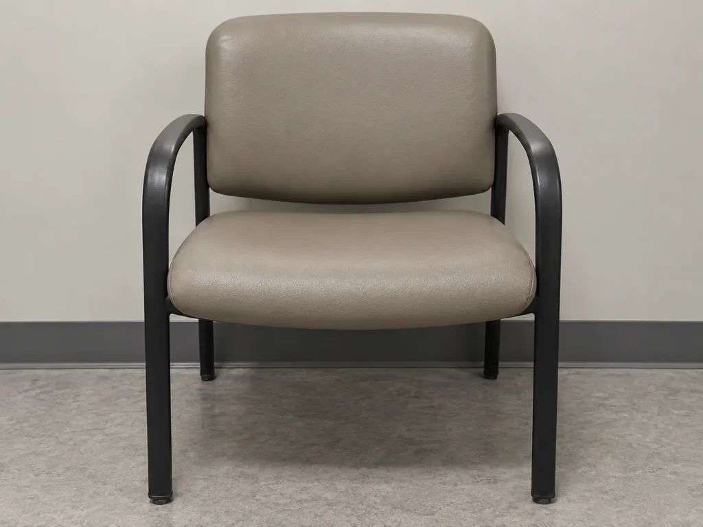 The same lobby chair with a recovered seat