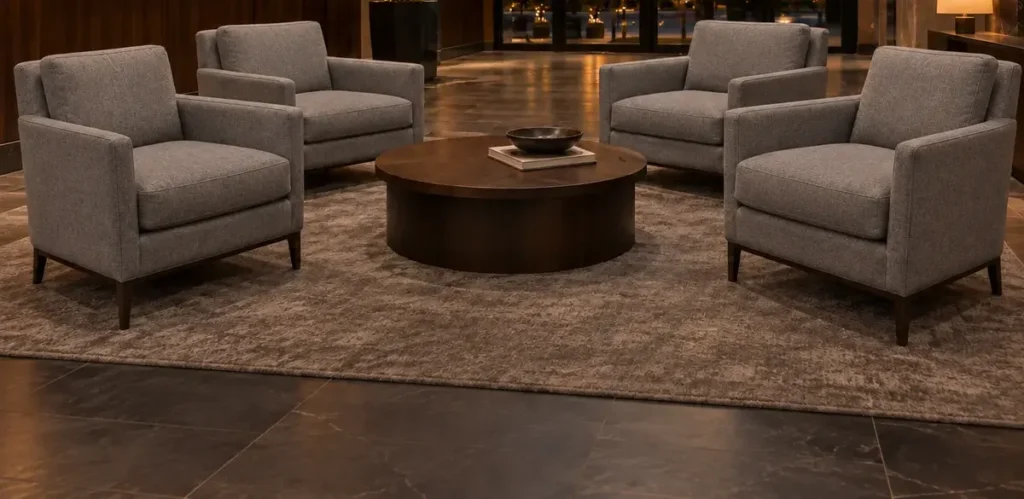 Lounge chairs around a table