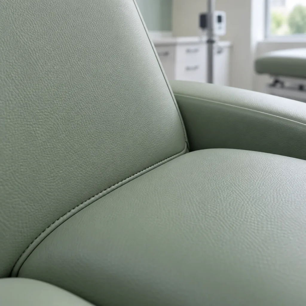 Treated vinyl sample for clinic seating