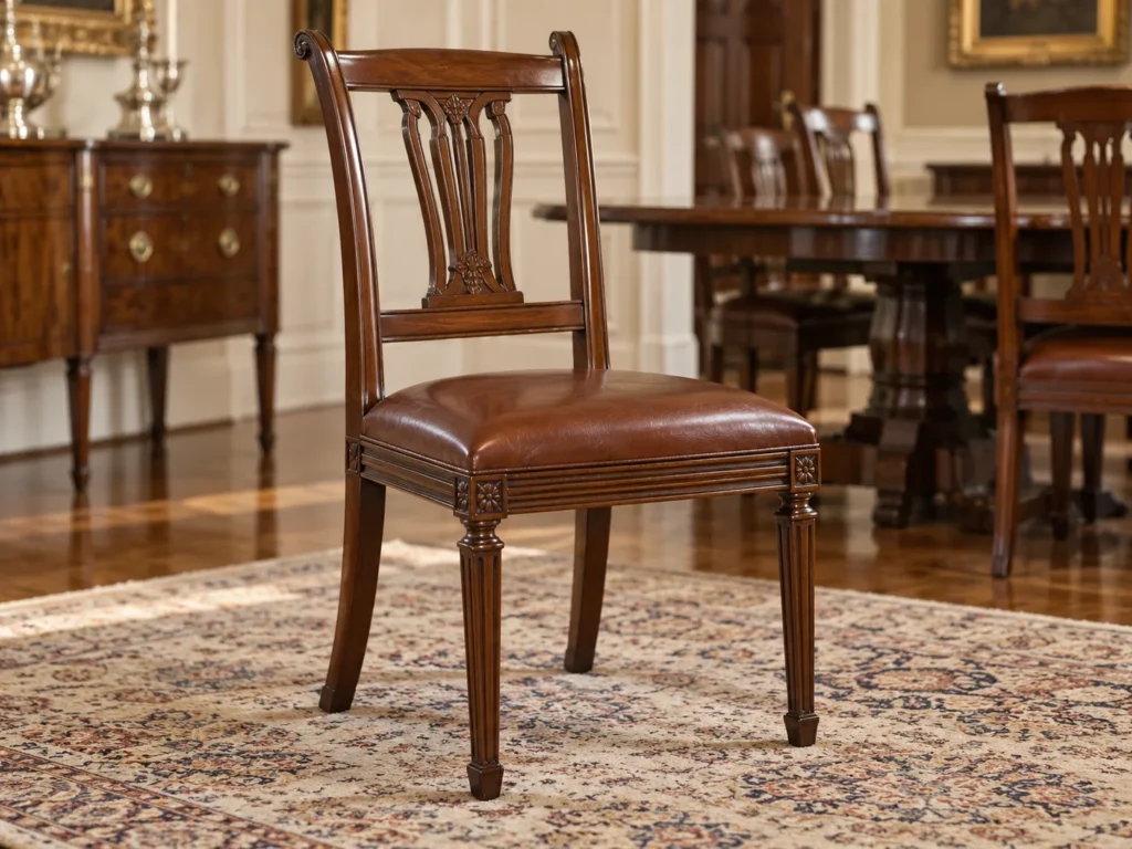 vintage frames dining chair recovered in leather