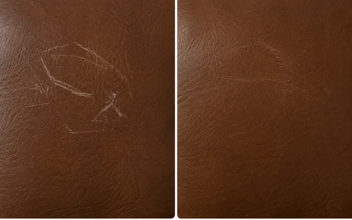 Marks left by a cat, scratches repair, shown before and after