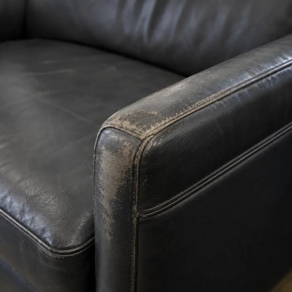 Rubbed arms on bank furniture