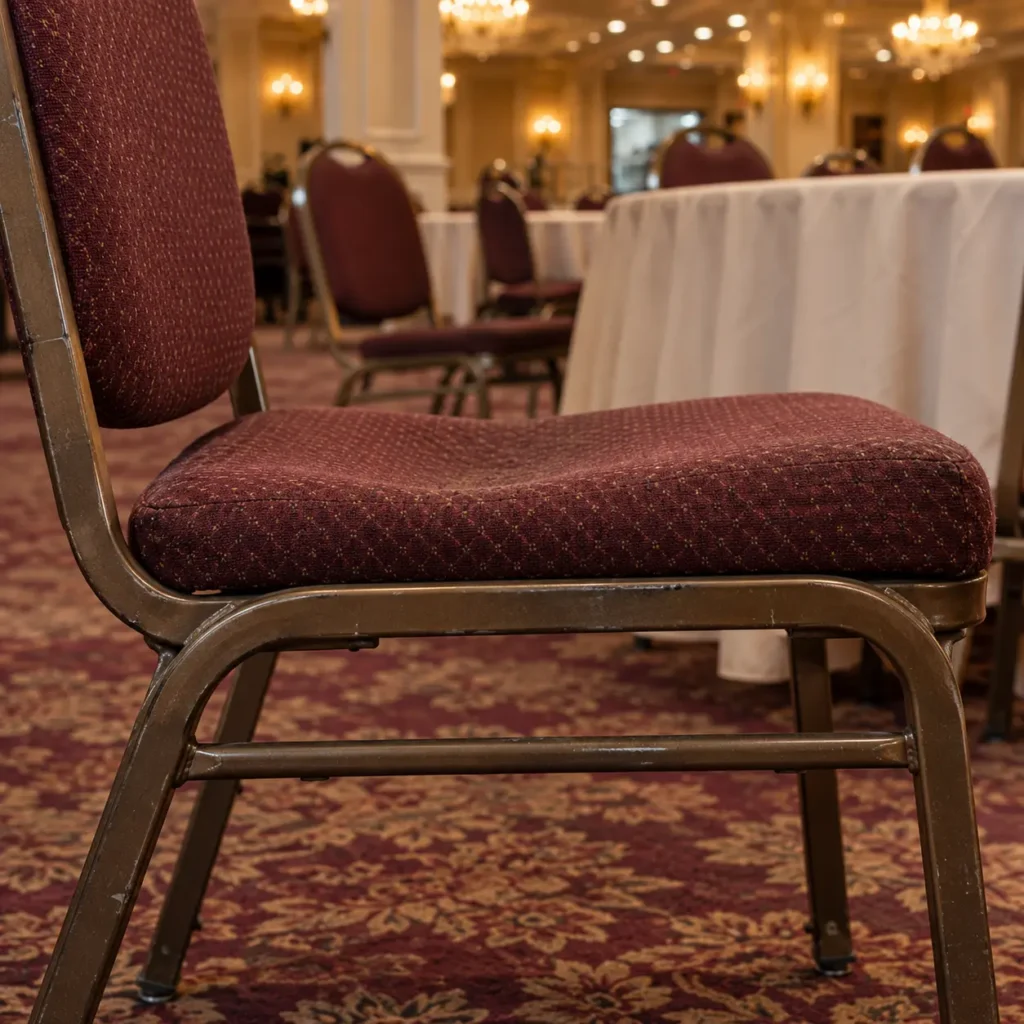 Flattened padding on banquet furniture