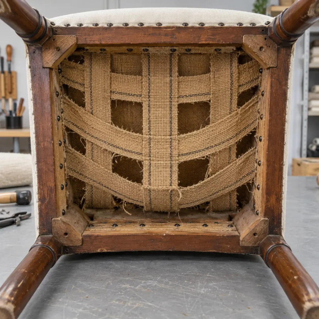 Slack webbing on a ballroom chair
