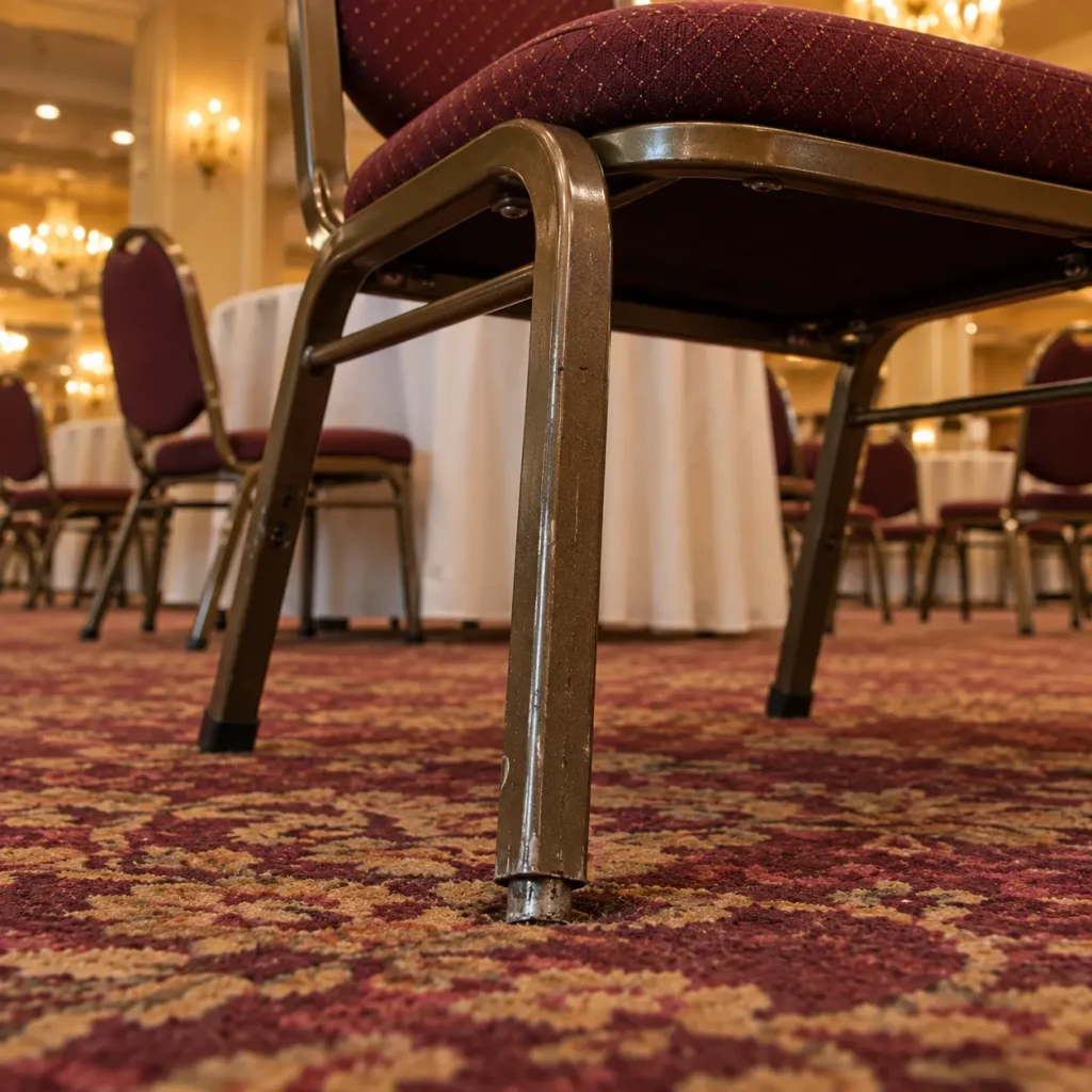 Worn glides on banquet furniture