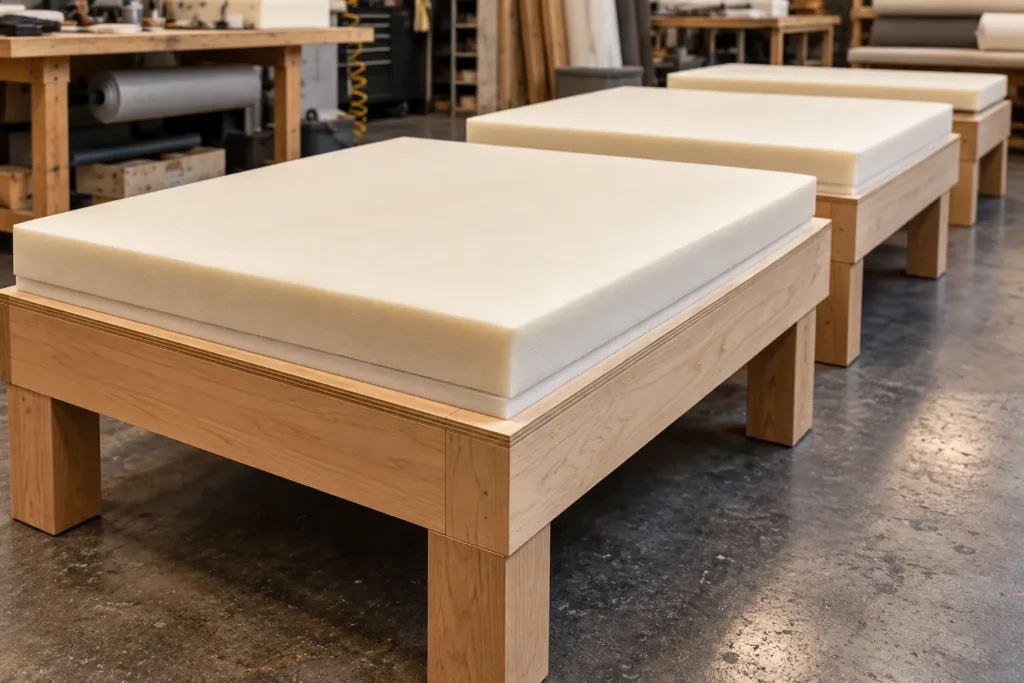 Carcass and foam in bar seating reupholstery