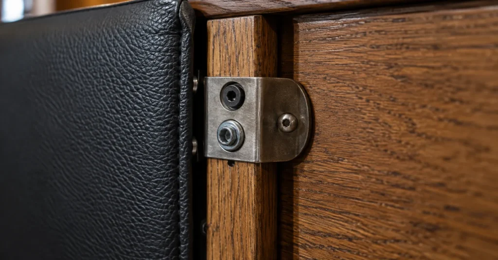 Panel fixings in bar seating reupholstery