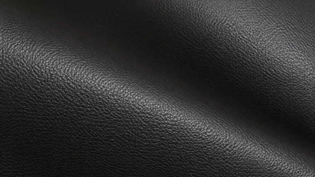 Swatch of black bed leather