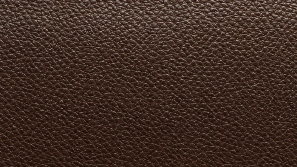 Swatch of dark brown bed leather