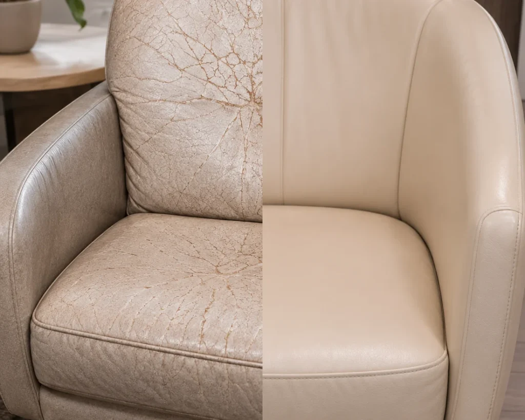 A crazed lobby chair, then restored