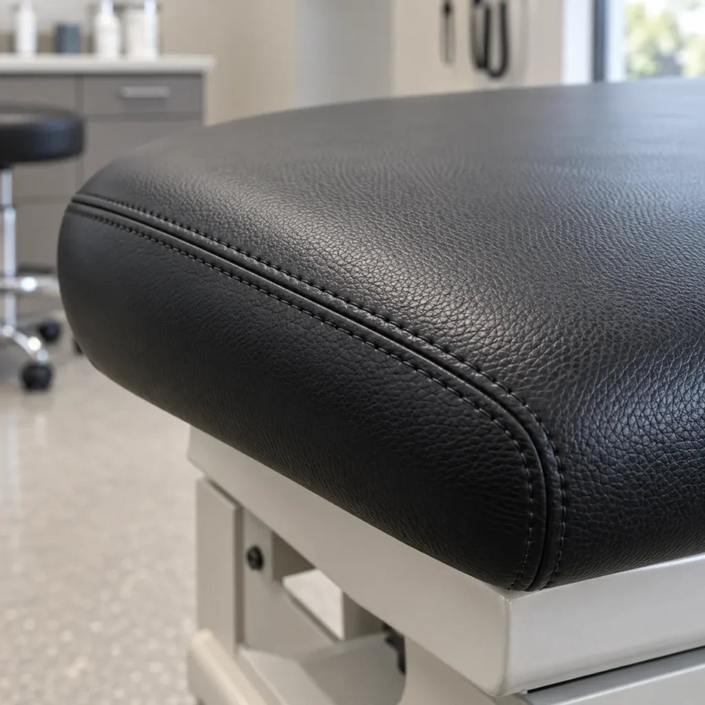Sewn edge during medical furniture reupholstery
