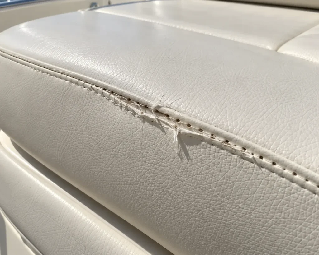 Weak stitching on a boat cushion