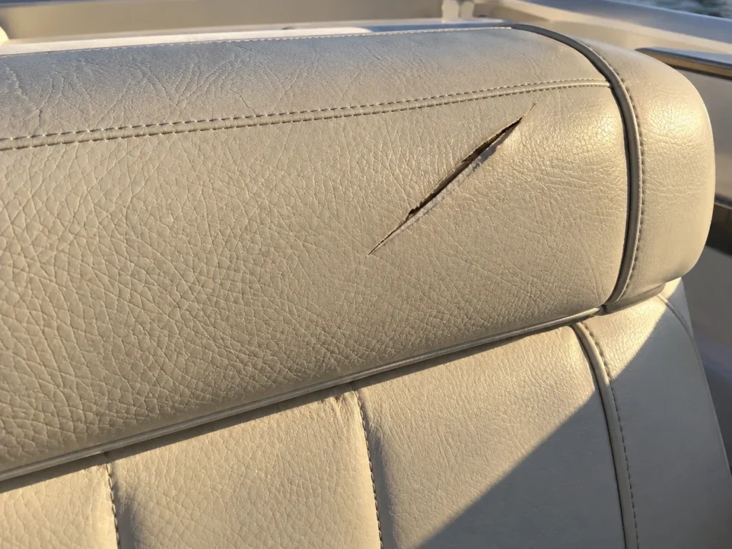 Slashes on a boat seat