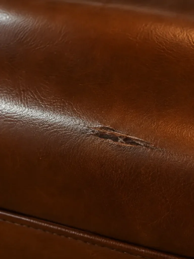 Small cut on a restaurant booth