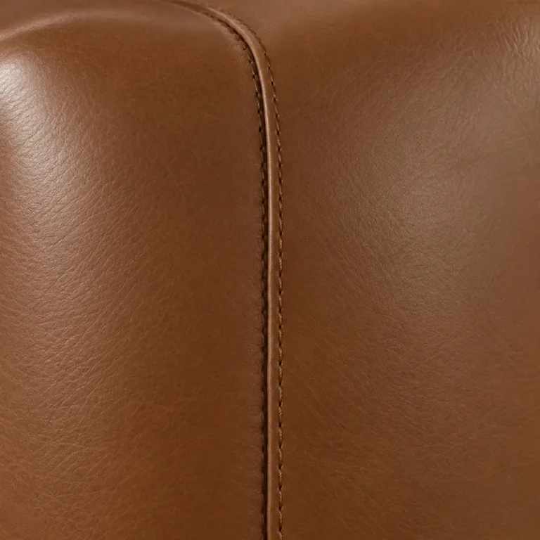 Close-up of a leather chair: seams on the back