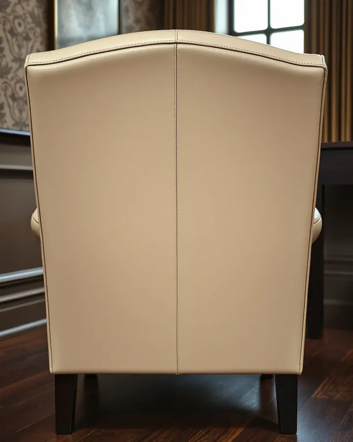 Close-up of a leather chair: the outside back