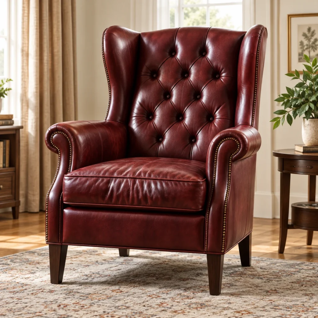 Leather tufted wingback