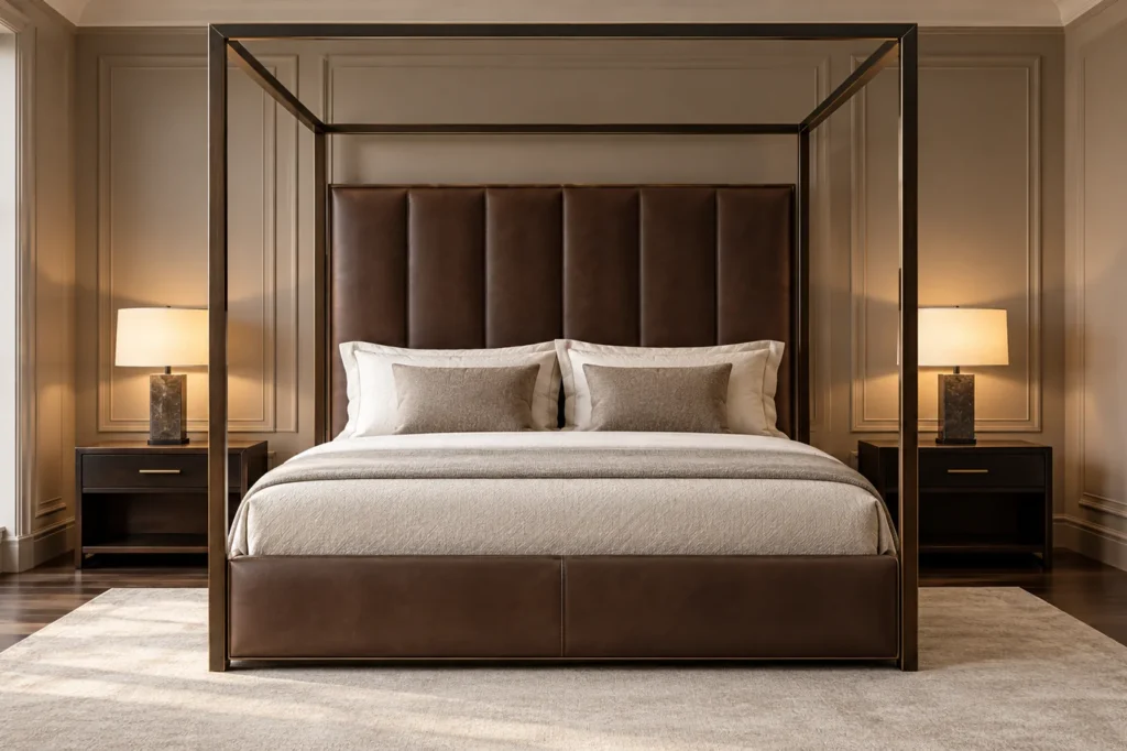 Tufted & Canopy style upholstered bed