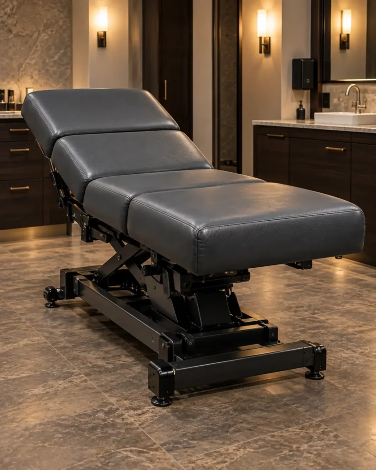 A charcoal treatment table in a spa room