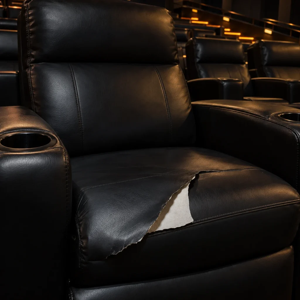Top coat on a theater recliner