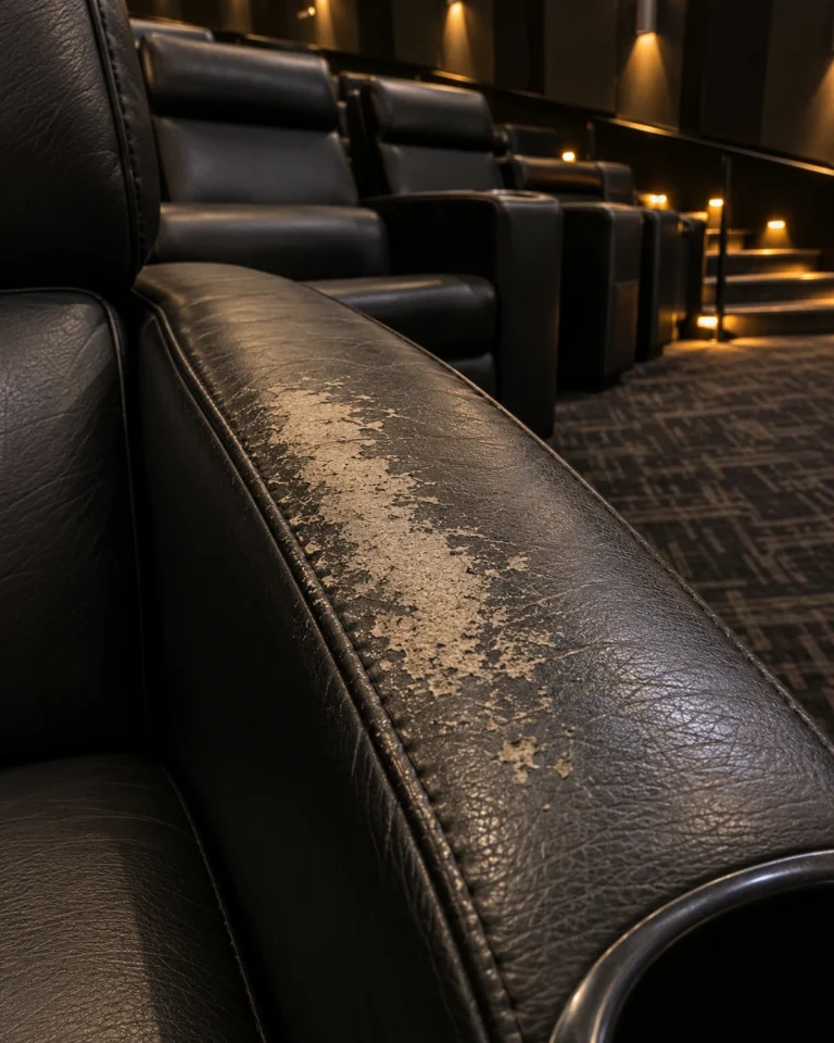 Armrest tops on a movie theater recliner