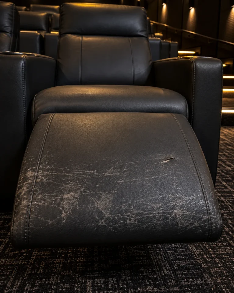 Leg rest face on a movie theater recliner