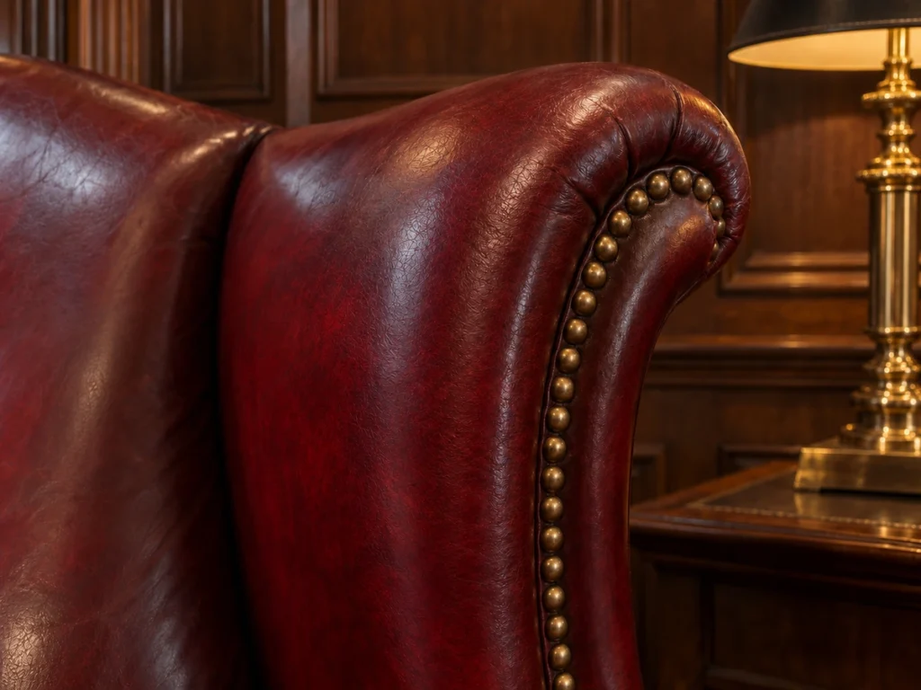 The same club chair arm after repair