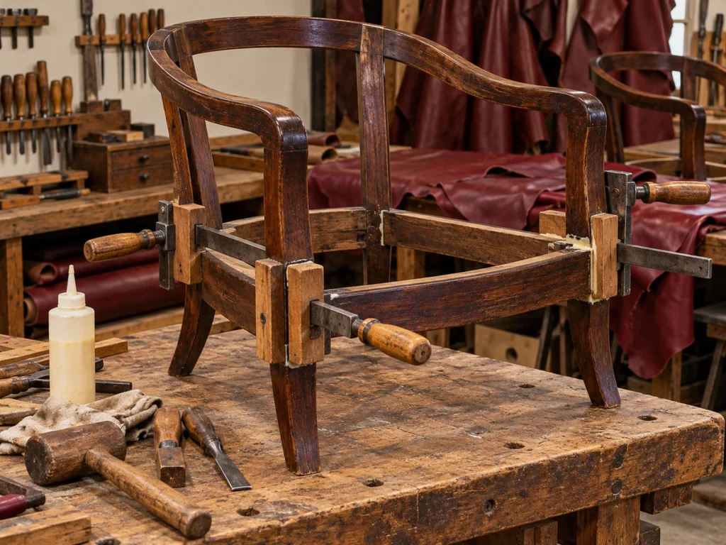 Frame joints during bar furniture reupholstery