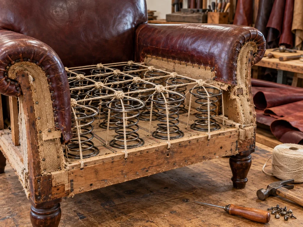 Springs during bar furniture reupholstery