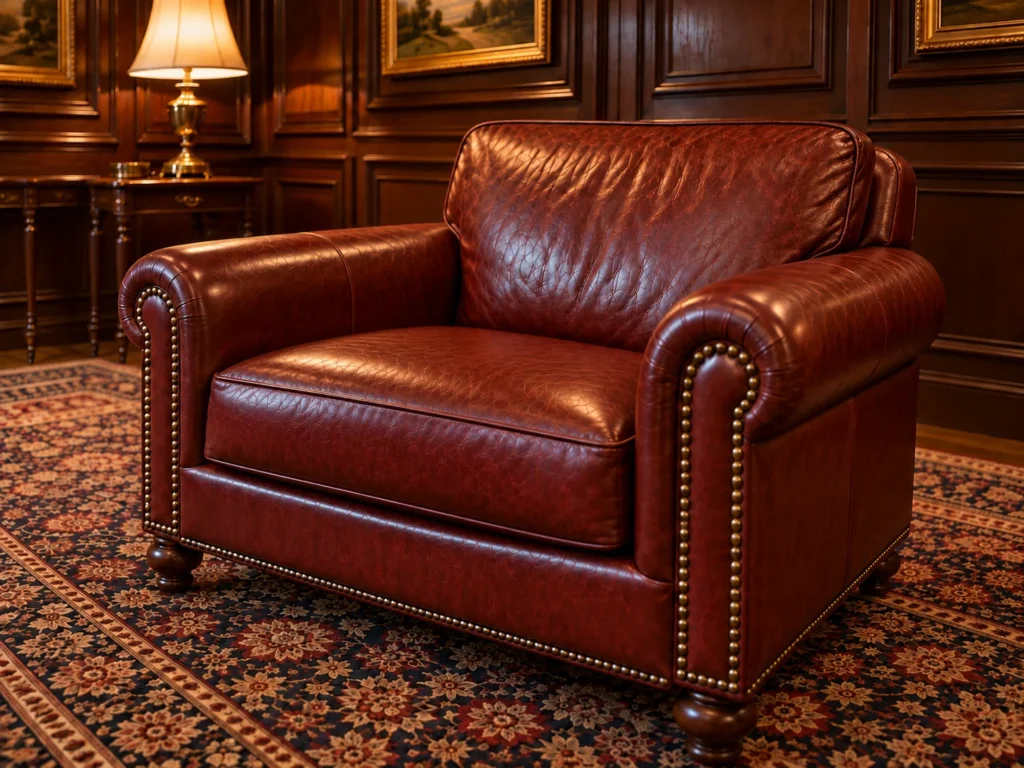 A recovered oxblood leather club armchair