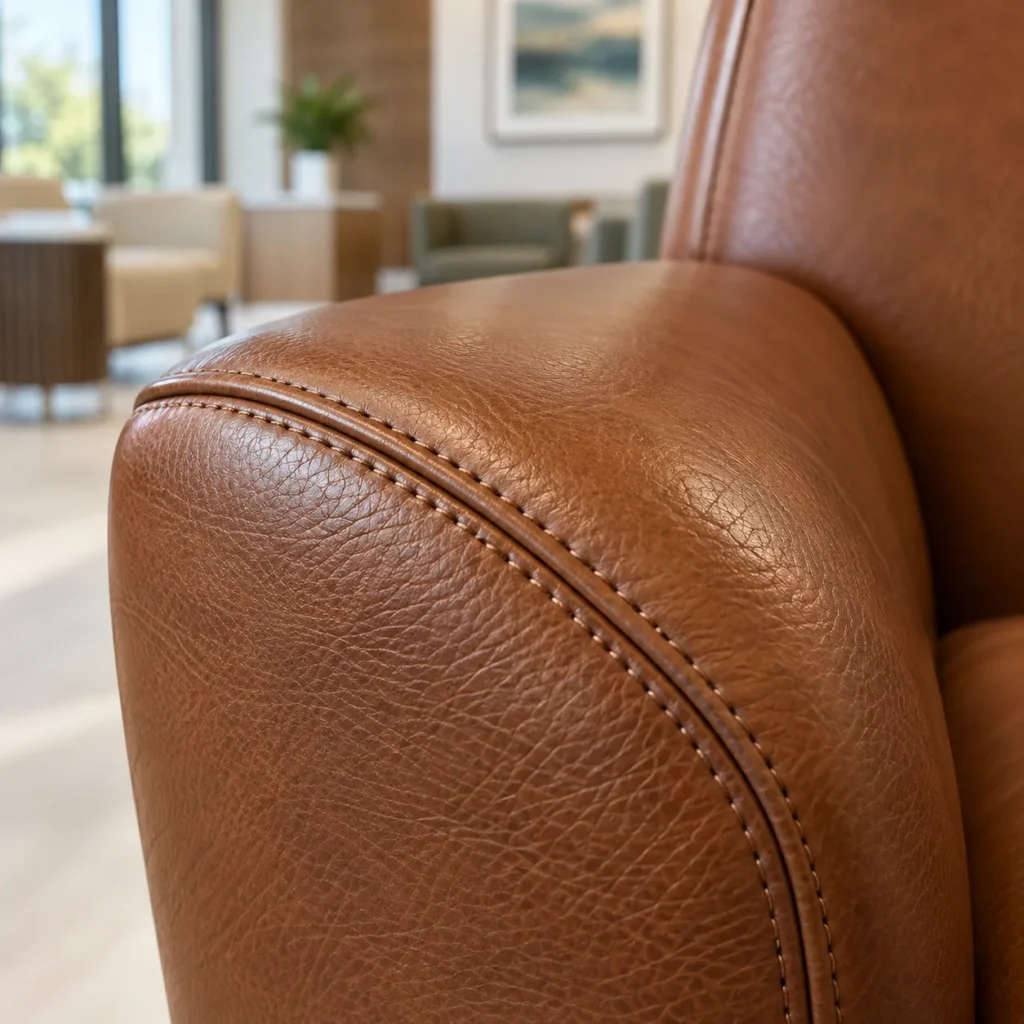 Leather sample for clinic seating