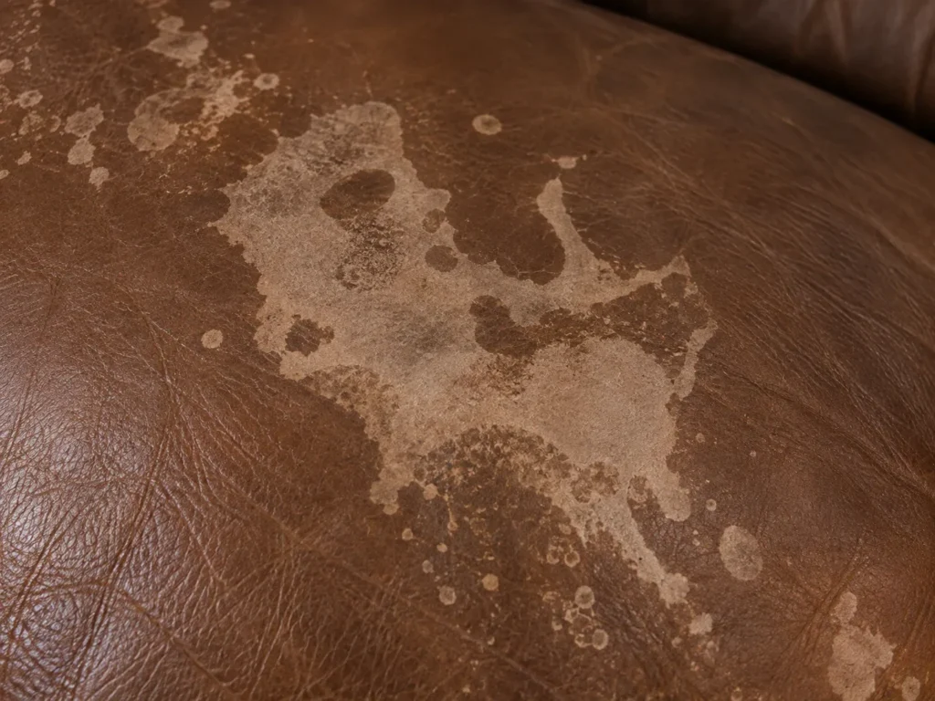 Color loss on leather: water rings