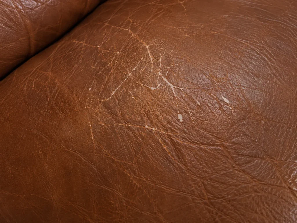 Color loss on leather: rubbed-off folds