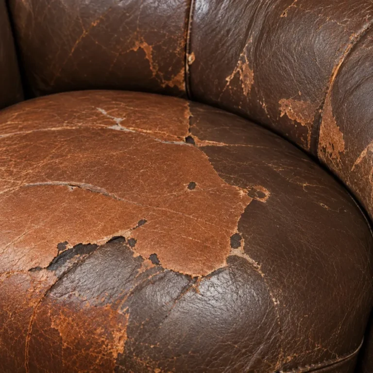 Leather needing a repair before color: flaking finish