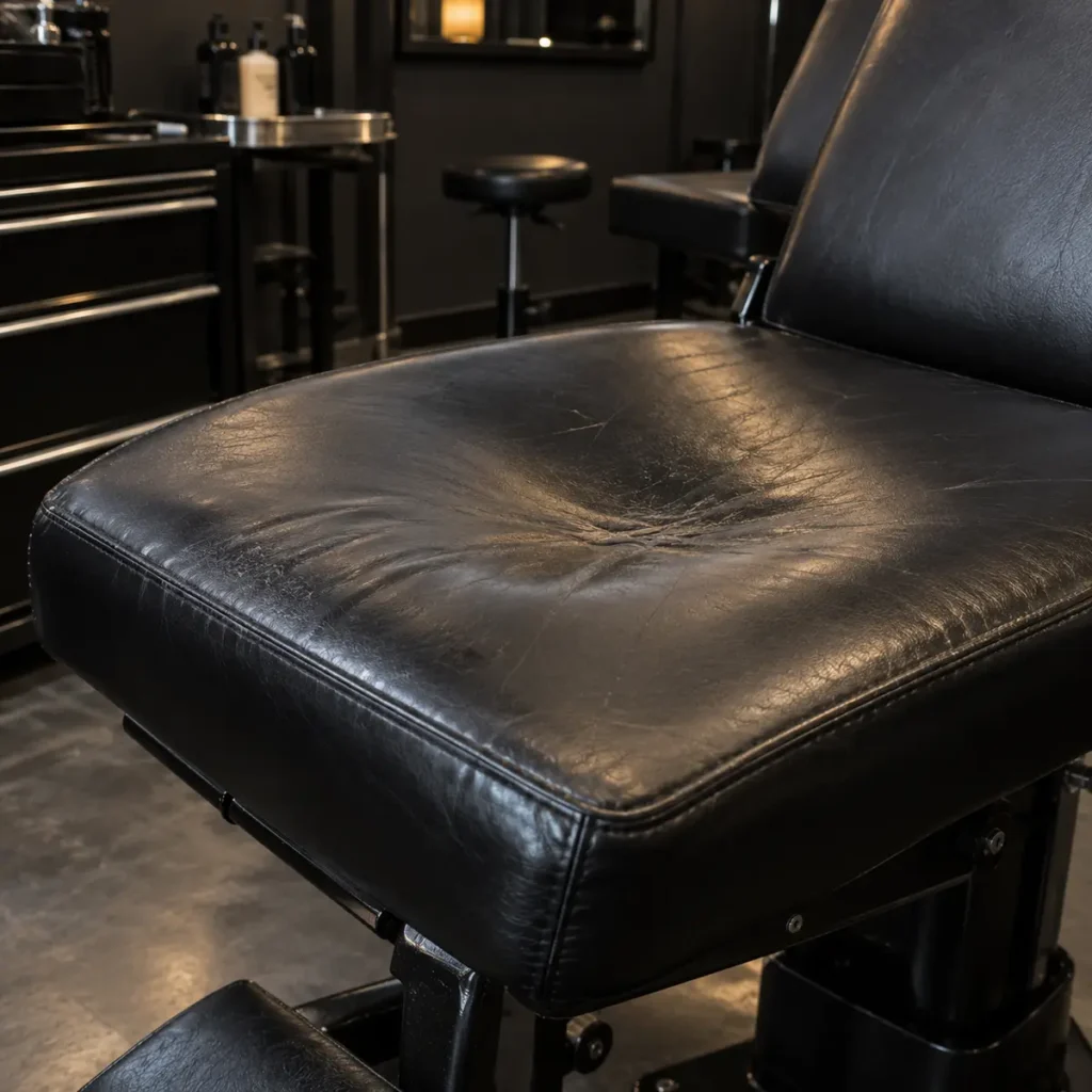 Flat seat foam on a tattoo chair