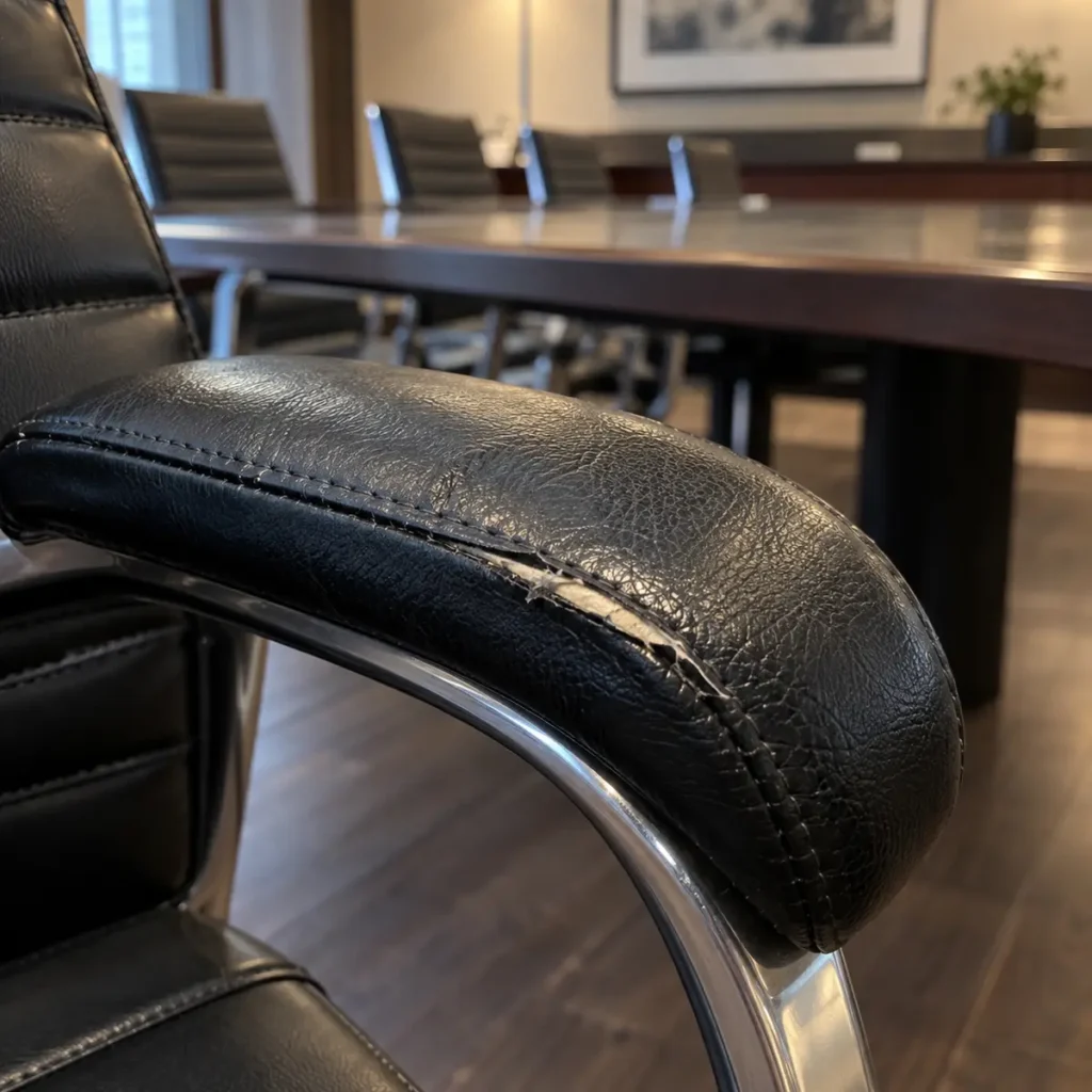 Meeting room chair armrest before the fix