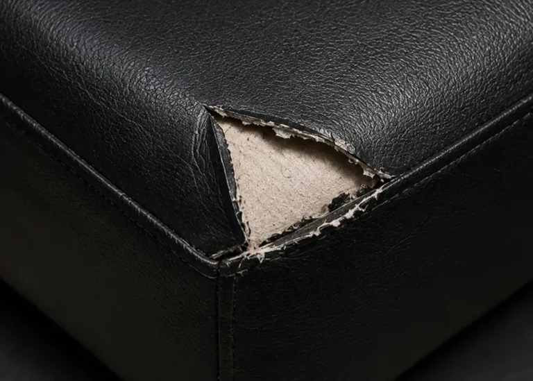 Corner tear in leather