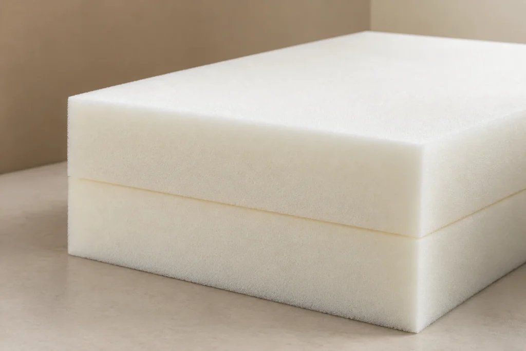 A sofa cushion refilled with high density foam