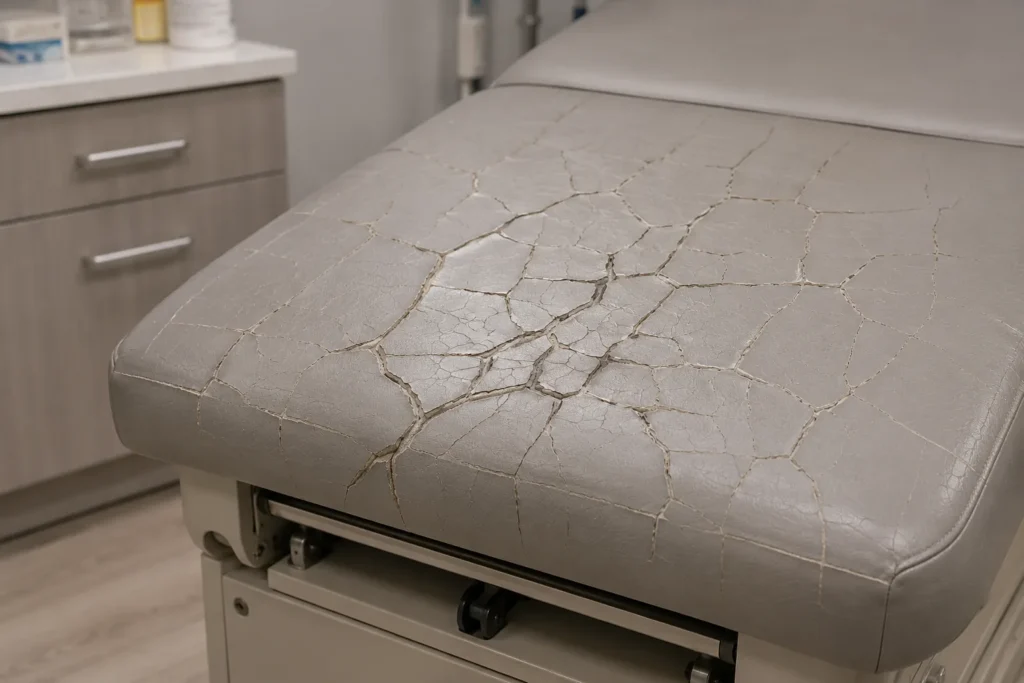 Crazed surface on an exam table top