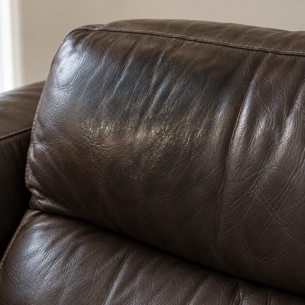 Headrest on a leather sectional