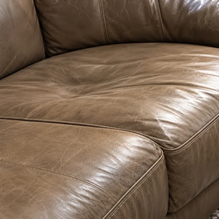 Leather seat cushion with stays dented