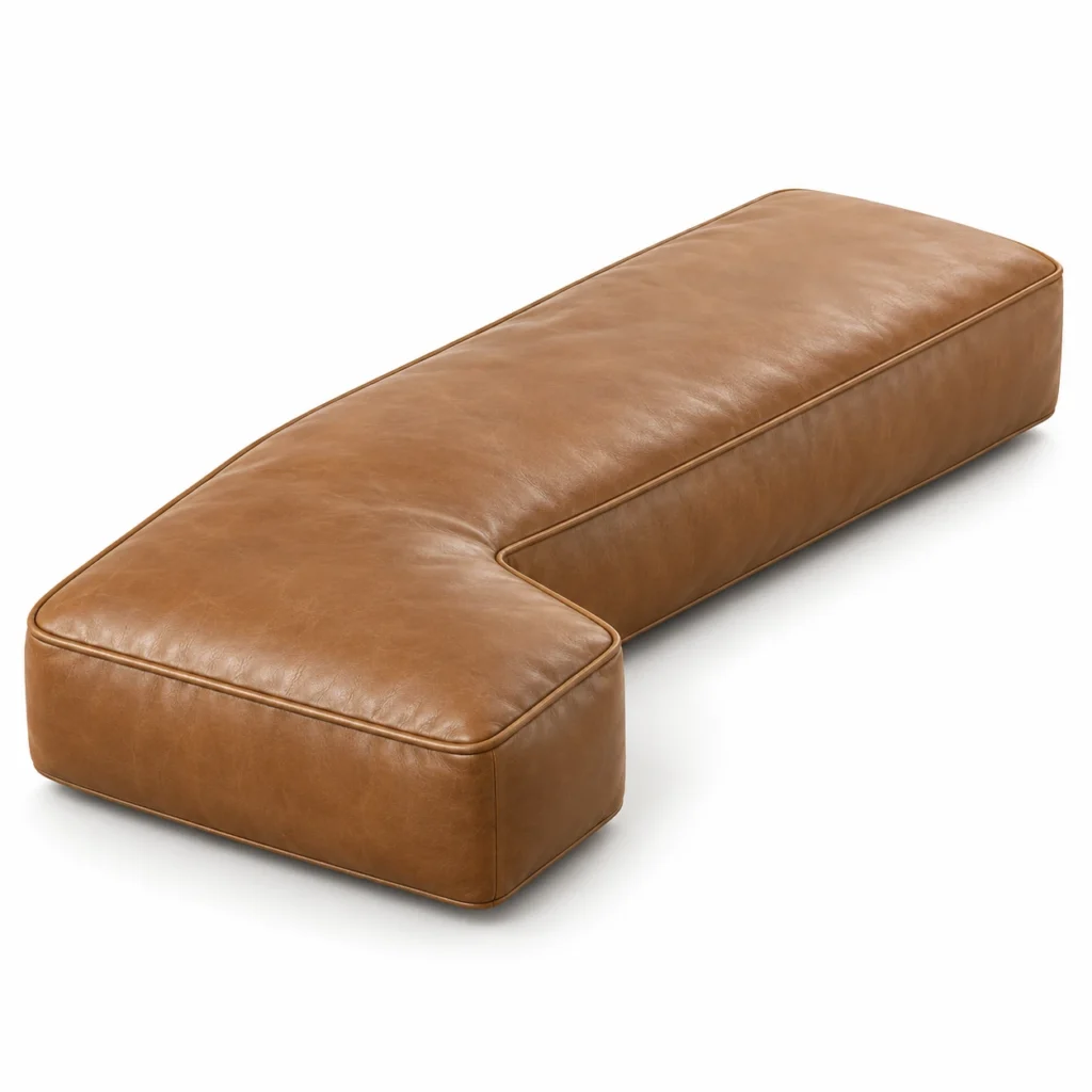 Leather cushion, L-shape shape