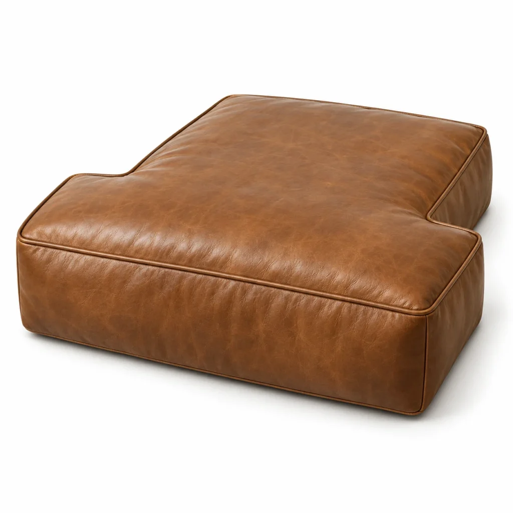 Leather cushion, T-cushion shape