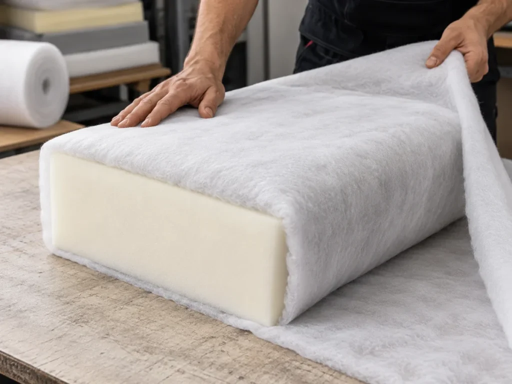 Making a new sofa cushion, step: wrap