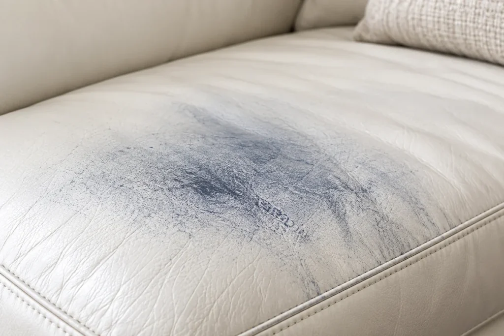 Leather with transferred dye: a few weeks