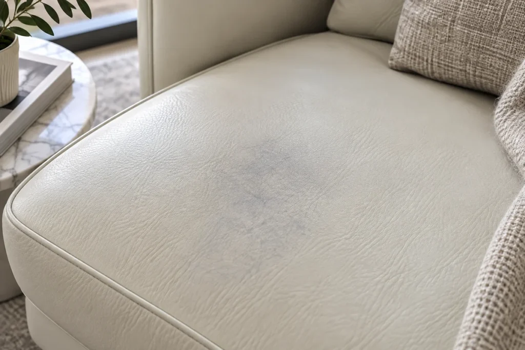 Leather with transferred dye: a faint ghost