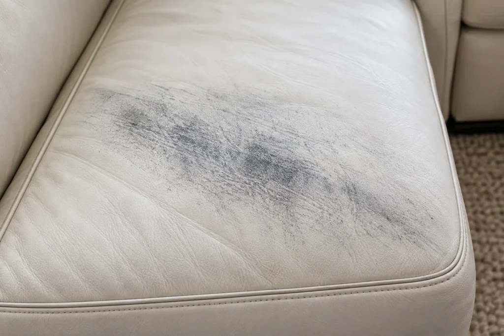 Dye transfer on light-colored leather