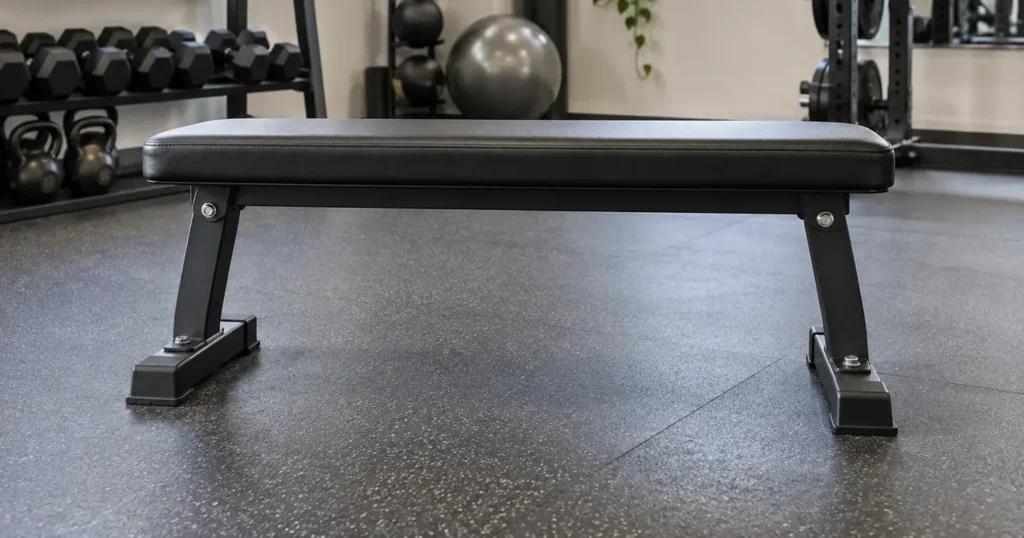 Black vinyl gym bench