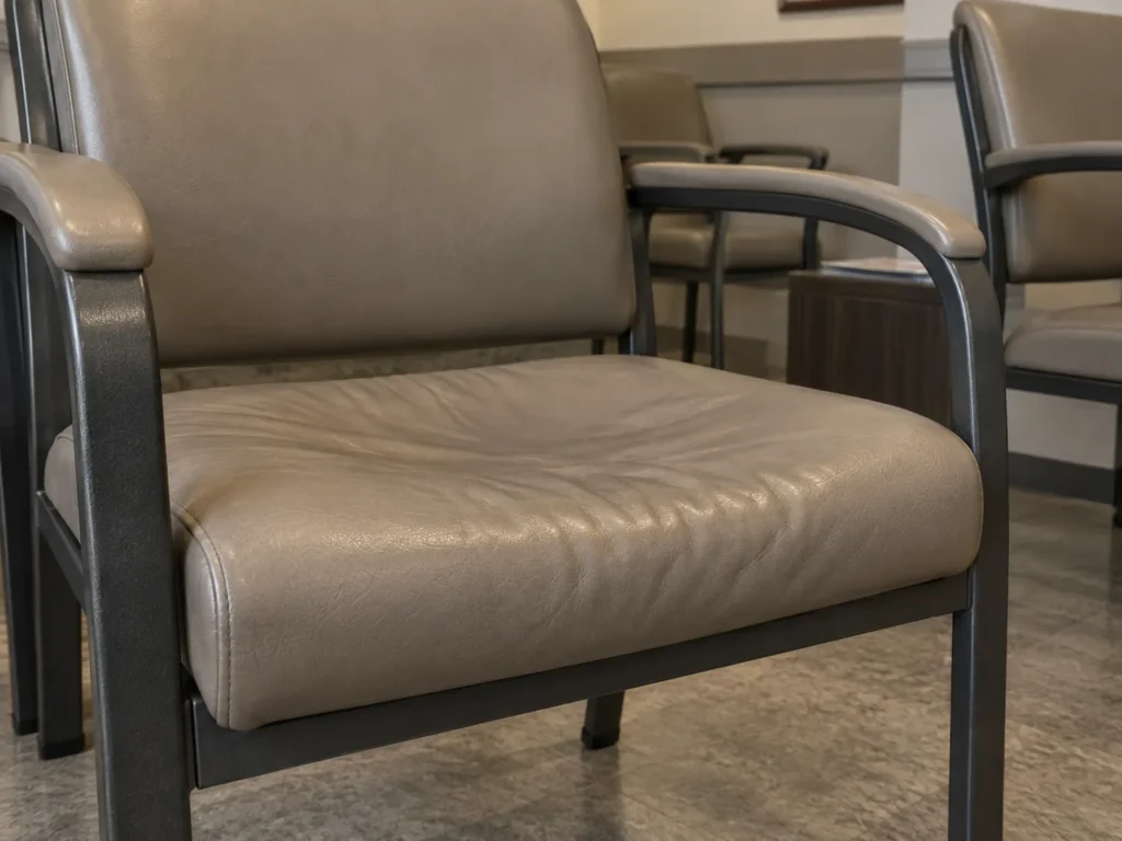 Sunken foam on a clinic lobby chair